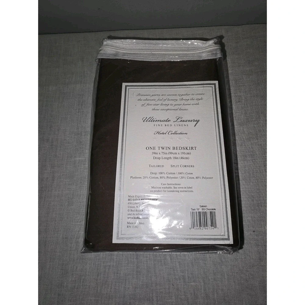 Ultimate Luxury Hotel Collection Twin Bedskirt 100% Sateen Cotton Brown 18